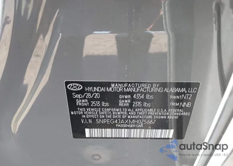 2021 Hyundai Sonata Se from USA, damaged, VIN 5NPEG4JAXMH075667